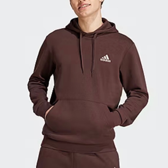 ADIDAS MEN FEEL COZY PULLOVER HOODIE SWEATSHIRT SHADOW(chocolate)BROWN NWT SzXLT - Picture 12 of 12
